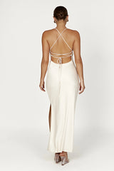 Sydney Straight Neck Slip Maxi Dress - Cream