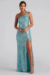 Formal One-Shoulder Sequin Dress