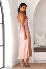 Let Love Be Satin Maxi Dress Pink