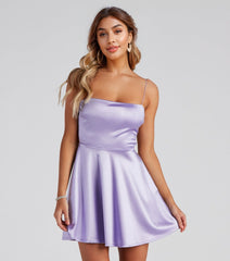 Grand Exit Satin Skater Dress