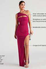 One-Shoulder Cutout Slit Formal Dress