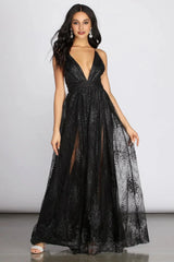 Mona Formal Plunging Glitter Dress