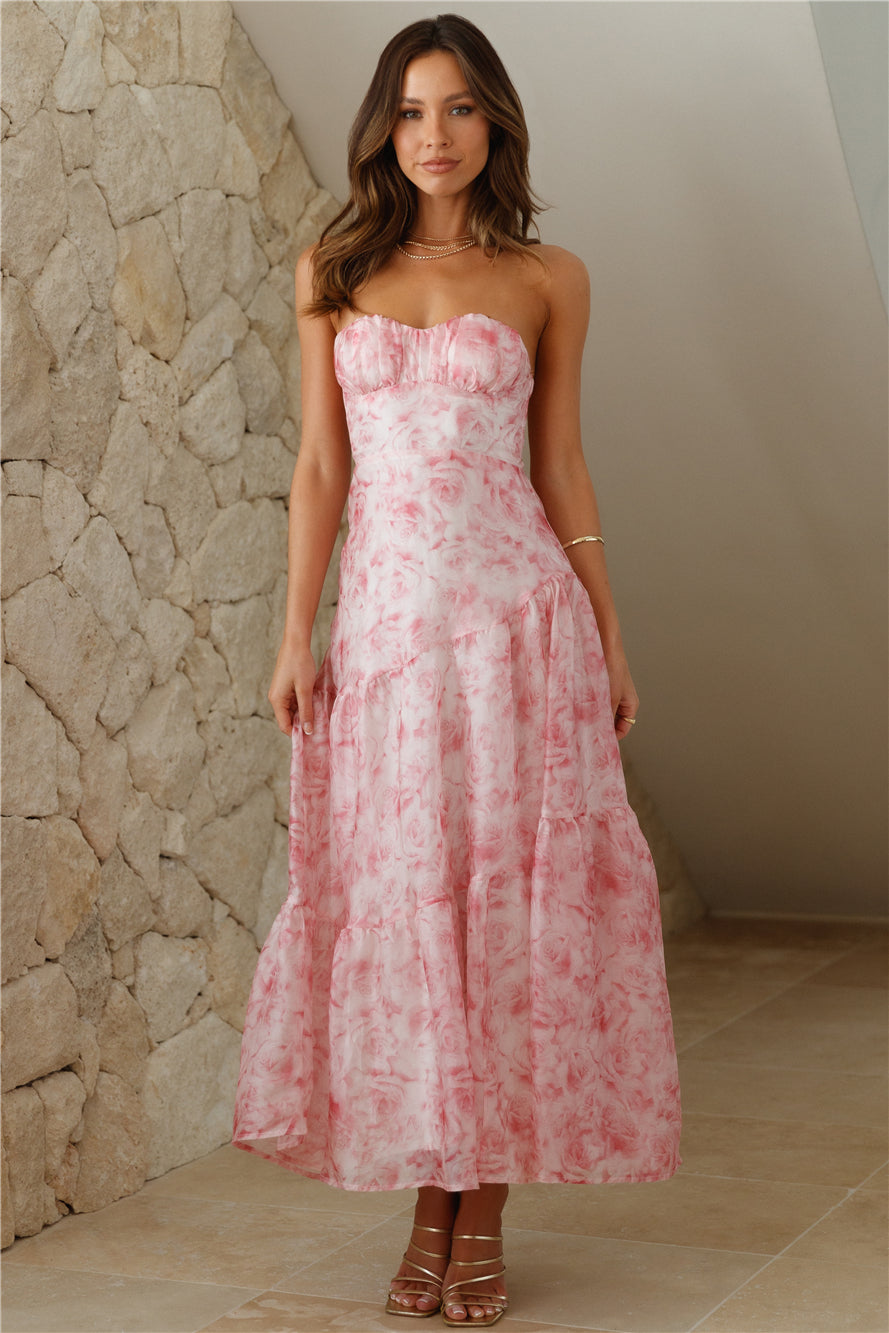 HOMECOMING- Her Best Version Strapless Maxi Dress Pink