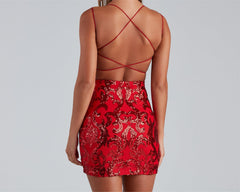 Karina Formal Sequin Cross-Back Mini Dress