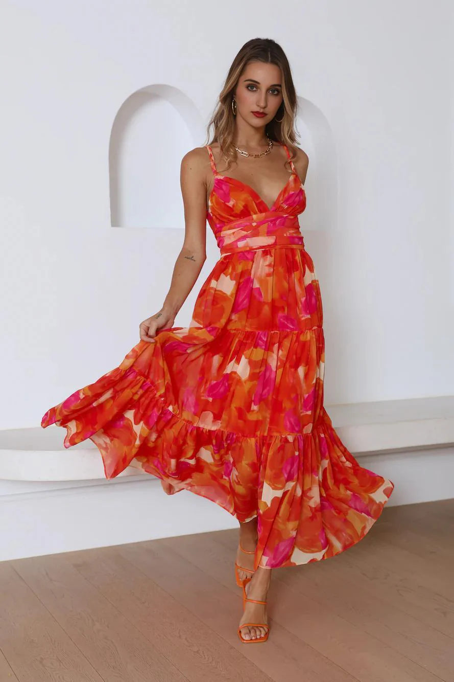 Like A Sunflower Midi Dress Orange