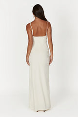 Lace Trim Maxi Dress - Bone