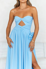 Secret Rose Strapless Maxi Dress Blue