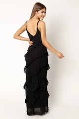 Ciao Ruffles Maxi Dress - Black