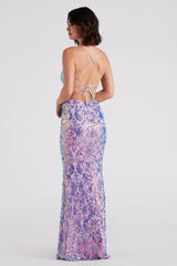 Taisia Formal Sequin Scroll Dress