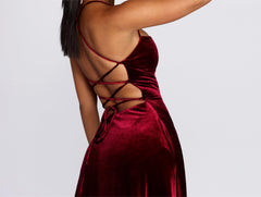 Dakota Velvet Lace Up Evening Gown