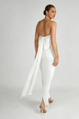 Rochelle Bow Back Satin Maxi Dress - White