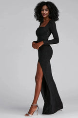 Viv Formal High Slit Glitter Dress