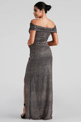 Formal Glitter Wrap Dress