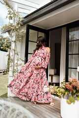 Hilary Pleated Maxi Dress - Pink Floral