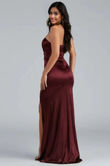 Gianna Strapless High-Slit Satin Dress