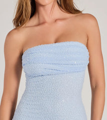 Lena Strapless Bodycon Beaded Mesh Mini Dress