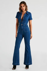 Gimme The Flare Denim Jumpsuit