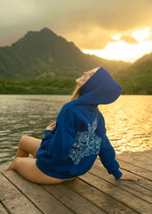 "Hawaii Hibiscus" Hoodie in Oceanic