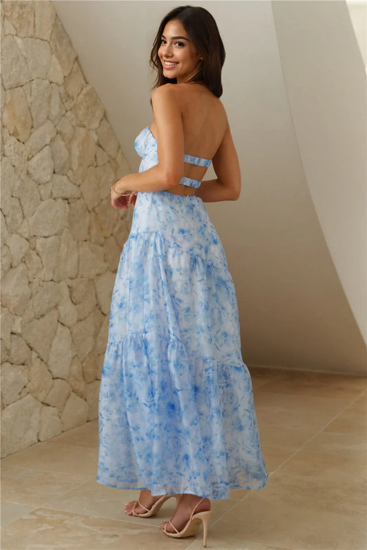 Her Best Version Strapless Maxi Dress Blue