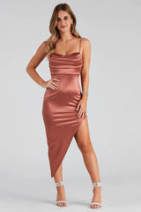 Reign The Night Satin Midi Dress