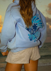 "Everything Comes in Waves” Hoodie in Blue