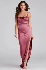 Lola High Slit Satin Dress