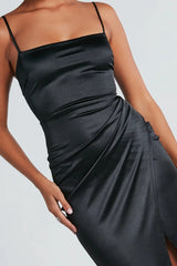 Mayra Formal Satin Slit Long Dress