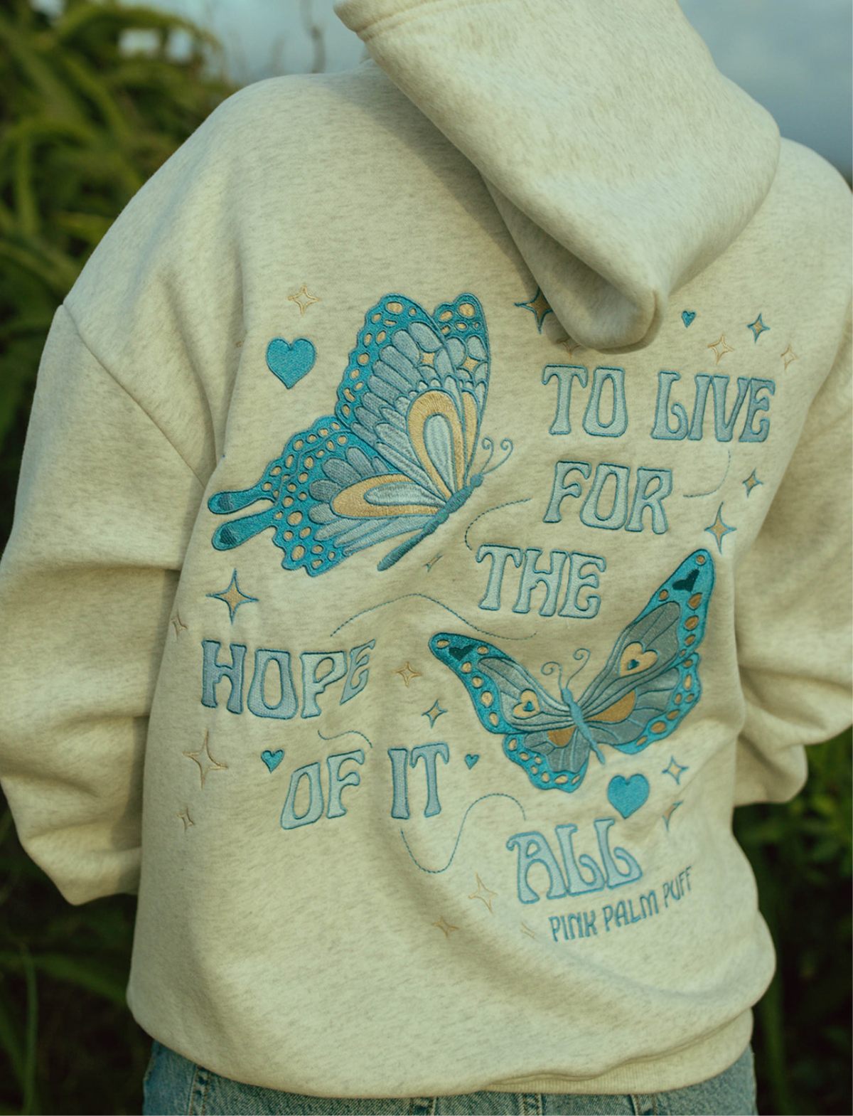 "To Live For the Hope of it All" Hoodie in Heather White