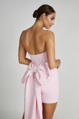 Meredith Strapless Bow Mini Dress - Blush Pink