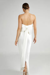 Rochelle Bow Back Satin Maxi Dress - White