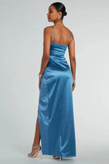 Mayra Formal Satin Slit Long Dress