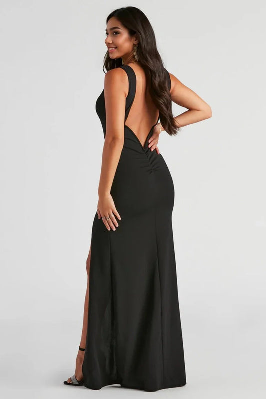 Addie Formal Open Back Crepe Dress