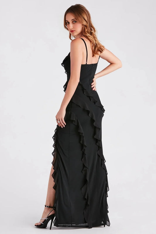 Melrose Formal Mesh Ruffle Mermaid Dress