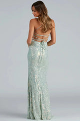 Sequin Laceup Mermaid Formal Dress