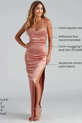 Lola High Slit Satin Dress