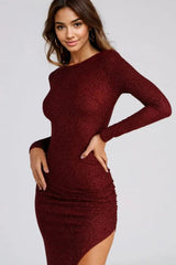 Denise Long Sleeve Glitter Knit Dress