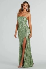 Jillian Formal Sequin Slit Mermaid Long Dress