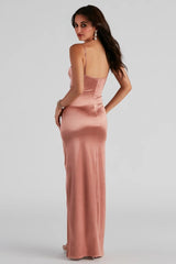 Jolina Wrap Skirt Satin Dress