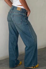 Roomy Extra Wide Low Rise Jeans in Vintage Blue Green