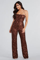 Radiate In Sequins Lace-Up Jumpsuit