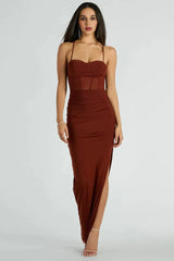 Rose Formal Mesh Corset Long Dress