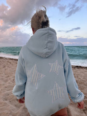 Icy Blue Star Lux Striped Hoodie