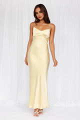 The Samara Satin Maxi Dress Yellow