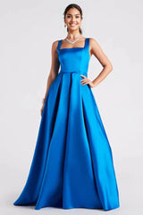 Satin Lace-Up A-Line Ball Gown