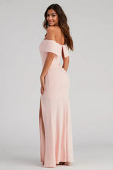 Off Shoulder Front Slit Dress