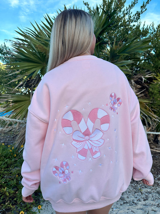 Light Pink Candy Cane Wonderland Sweatshirt