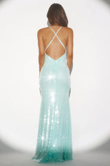 Moment For Opulence Sequin Maxi Dress Blue