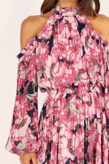 Hilary Pleated Maxi Dress - Pink Floral