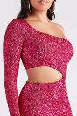 Sparkle Party Sequin One-Shoulder Mini Dress