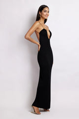 Strappy Circle Cutout Maxi Dress - Black